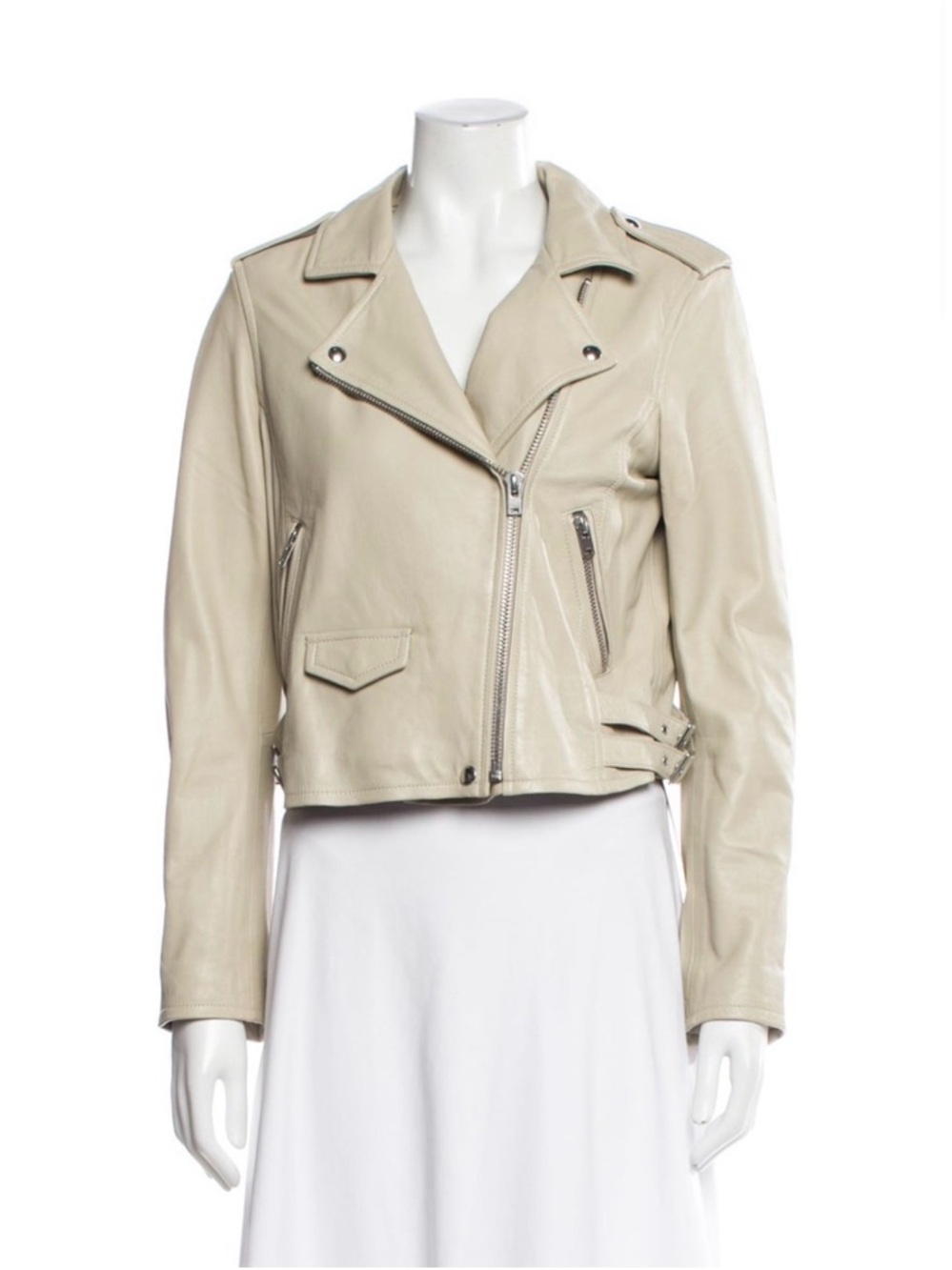IRO Cream Lamb Leather Biker Moto Jacket